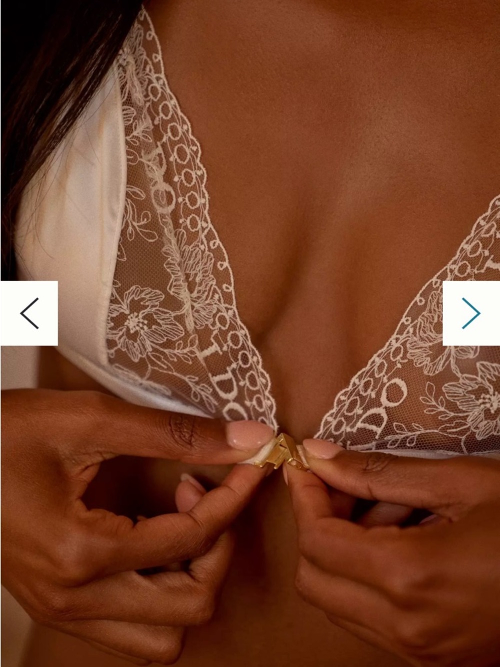 Hanky Panky I Do Embroidered Lace Triangle Bralette - white with gold clasp